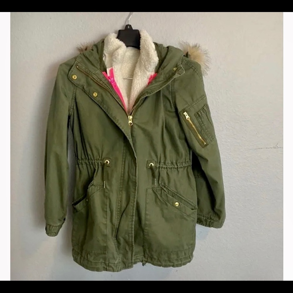 Girls Size S GAP Green Jacket w/removable woolen lining.